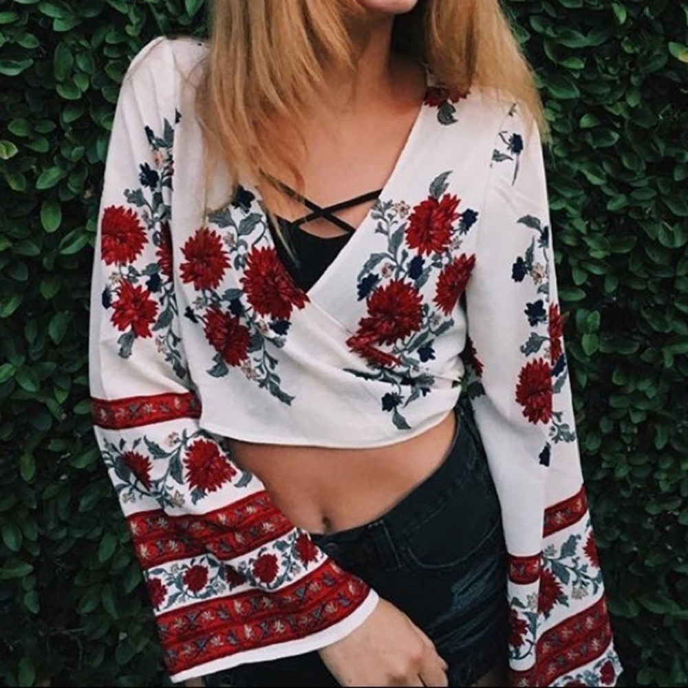 Lf floral wrap shirt